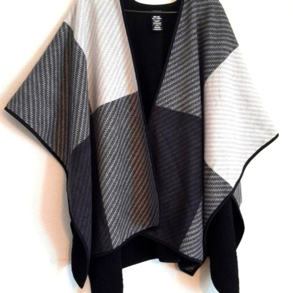 Exclusive of Trim Jackets & Blazers - Poncho Black Textured.